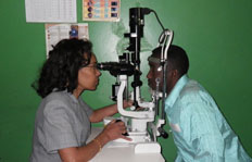 Dr. Abeba Giorgis examining a glaucoma patient in Ethiopia
