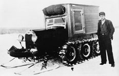 Snowmobile used by Dr. H.A. Hammon in Fort Vermilion area, Alberta, ca. 1930s. Source: Glenbow Museum