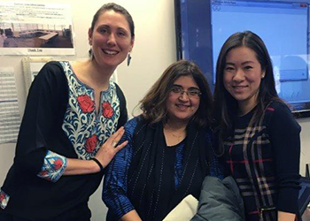 From left to right: Elauna Boutwell (Program Coordinator, Welcome Centre for Immigrants), Dr. Sue Chandra (ELiHP project mentor), Dr. Rachel Wang (EliHP funding recipient)
