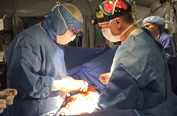 Dr. Jeffrey Way and colleagues performing surgery in Mosul, Iraq